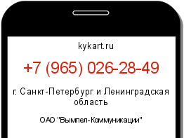 Информация о номере телефона +7 (965) 026-28-49: регион, оператор