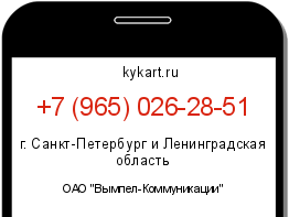 Информация о номере телефона +7 (965) 026-28-51: регион, оператор